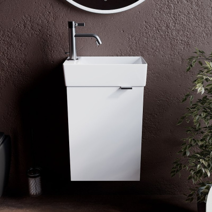 Тумба подвесная SANCOS Mini 355х205х500, с распашной дверцей, внутри 1 полка, белый глянец , арт.MN35WL Тумба подвесная SANCOS Mini 355х205х500, с распашной дверцей, внутри 1 полка, белый глянец , арт.MN35WL