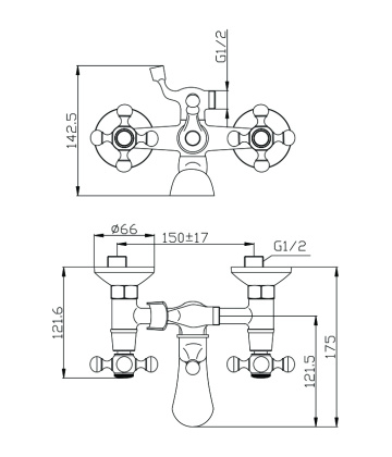 Смеситель д/ванны GIRONA, арт.01201GR