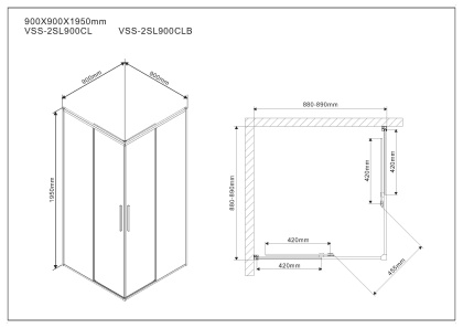 Душевой уголок Slim VSS-2SL900CLB, 900*900, матовый черный, стекло прозрачное Душевой уголок Slim VSS-2SL900CLB, 900*900, матовый черный, стекло прозрачное
