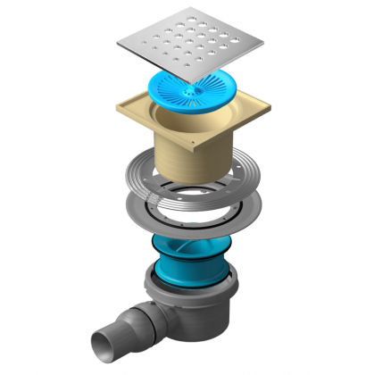 13000010 Точечный трап 150х150 мм Confluo Standard Drops 2,металл с перфорацией Drops (Капли), без рамки Исполнение: Хром 