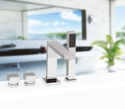 Смеситель на борт ванны QUARDO LUX, врезной, 4 элемента Смеситель на борт ванны QUARDO LUX, врезной, 4 элемента