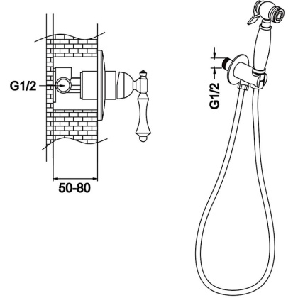 Гигиенический душ со смесителем Rose R0105, хром