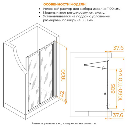 Душевая дверь RGW CL-21 1100