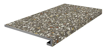 Ступень клееная фронтальная Бричиола коричневый матовый обрезной 33x60x0,9