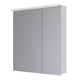 Шкаф зеркальный Lemark ZENON 70х80см 2-х дверный, с козырьком-подсветкой, с розеткой, цвет корпуса: Белый глянец