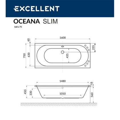 Ванна EXCELLENT Oceana Slim 160x75 "ULTRA" (золото) Ванна EXCELLENT Oceana Slim 160x75 "ULTRA" (золото)