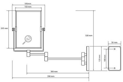 Двустороннее косметическое зеркало, 3× увеличительное Двустороннее косметическое зеркало, 3× увеличительное