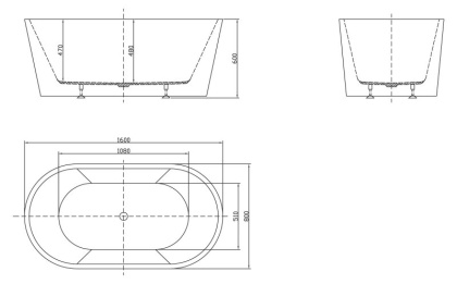 Акриловая ванна BELBAGNO BB202-1600-800 Акриловая ванна BELBAGNO BB202-1600-800