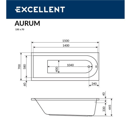 Ванна ACTIMA Aurum 150x70 "AERO" (хром) Ванна ACTIMA Aurum 150x70 "AERO" (хром)