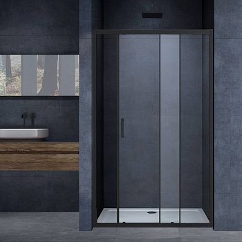 Душевая дверь Alpha VDS-3AL110CLB, 1100, черный, стекло прозрачное