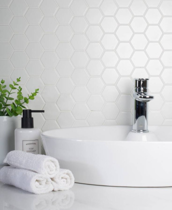 Керамическая мозаика, Hexagon small White Matt 51x59, Geometry Керамическая мозаика, Hexagon small White Matt 51x59, Geometry