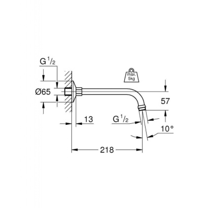 Душевой кронштейн GROHE Relexa 200 мм, хром (27406000)