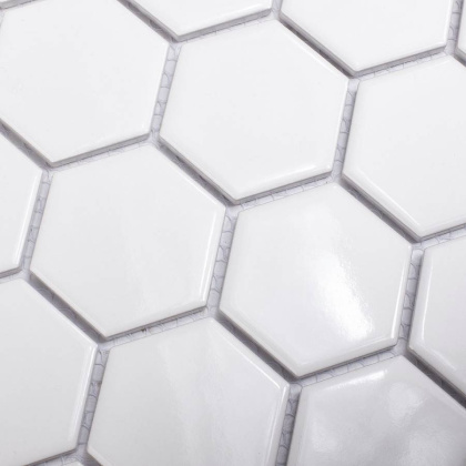 Керамическая мозаика, Hexagon small White Glossy 51x59, Geometry Керамическая мозаика, Hexagon small White Glossy 51x59, Geometry