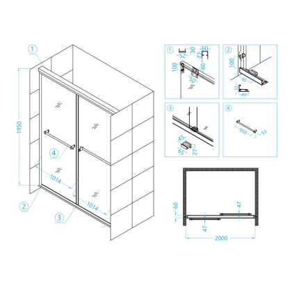 Душевая дверь RGW Tornado TO-10 200 01071020-21 профиль Хром стекло матовое-сатинат