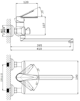 Смеситель для ванны с длинным поворотным изливом RUSH Denis (DN0335-51) Смеситель для ванны с длинным поворотным изливом RUSH Denis (DN0335-51)