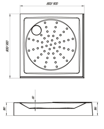 Душевой поддон 1Marka Iryda 80х80 01кпд8080