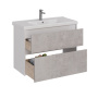 Тумба Lemark COMBI 100см под 1 раковину, подвесная/напольная, 2 ящика, цвет фасада: Бетон, цвет корпуса: Белый глянец