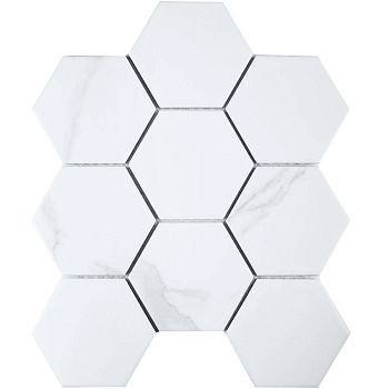 Керамическая мозаика, Hexagon big Carrara Matt 95x110, Geometry