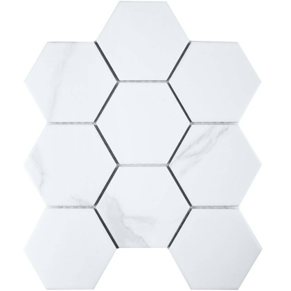 Керамическая мозаика, Hexagon big Carrara Matt 95x110, Geometry