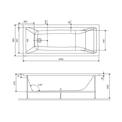 W93A-150-070W-R Gem  каркас для ванны 150х70 см W93A-150-070W-R Gem  каркас для ванны 150х70 см