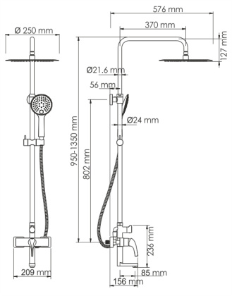 A17101 Душевой комплект со смесителем Wasserkraft