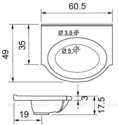 Раковина для тумбы Aquanet Лайн 60 marmite pernilla