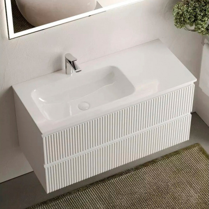 Тумба подвесная SANCOS Snob R левая 995х445х500, c двумя ящиками оснащенными доводчиками, Bianco , арт.SNR100LW Тумба подвесная SANCOS Snob R левая 995х445х500, c двумя ящиками оснащенными доводчиками, Bianco , арт.SNR100LW