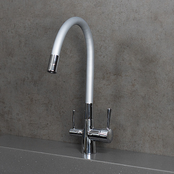 Смеситель для кухни с гибким изливом, с подключением к фильтру питьевой воды, латунь/хром/серебро Смеситель для кухни с гибким изливом, с подключением к фильтру питьевой воды, латунь/хром/серебро