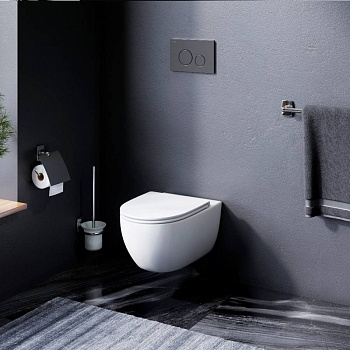 IS49038.111700 Комплект инсталляция с клавишей Pro L черн мат с подвесным унитазом Awe FlashClean с сид м/лифт