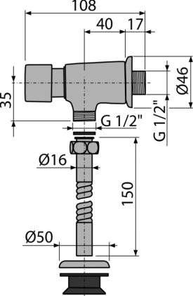 Кнопочный сливной вентиль для писсуара Кнопочный сливной вентиль для писсуара