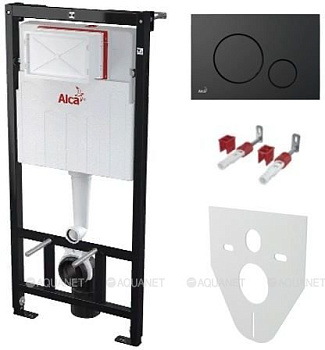 Инсталляция Alcaplast AM101/1120-4:1 RU M678-0001 для унитаза с Черной матовой клавишей смыва