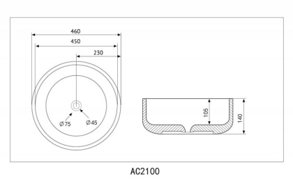 Раковина Abber Bequm 46х46 AC2100