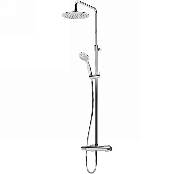 LEAF-CDA-23-01 Душевая стойка телескопическая, с верхним и ручным душем, верхний душ диаметр 230 мм АБС пластик, исполнение хром