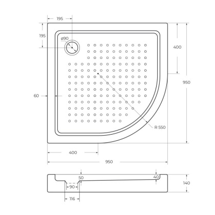 Акриловый поддон CEZARES TRAY-A-R-95-550-15-W Акриловый поддон CEZARES TRAY-A-R-95-550-15-W