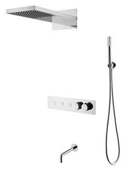Встроенная душевая система FUSION с термостатом CHROME с изливом