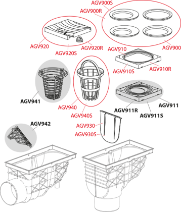 Ливнеотвод 300×155/125/110 мм, сток – прямой, серый