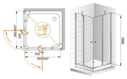 ELENA-W-A-22-100-P-Cr Душевой уголок ELENA-W-A-22-100-P-Cr Душевой уголок