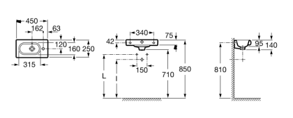 Раковина Roca Meridian 45 см, 327248000 белая