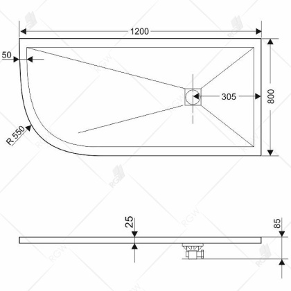 Душевой поддон асимметричный RGW ST/AR-G Графит 120*80 Душевой поддон асимметричный RGW ST/AR-G Графит 120*80