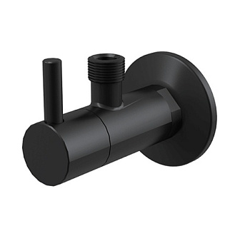 Угловой вентиль с фильтром 1/2"×3/8", черный-мат