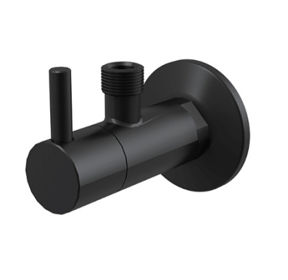 Угловой вентиль с фильтром 1/2"×3/8", черный-мат