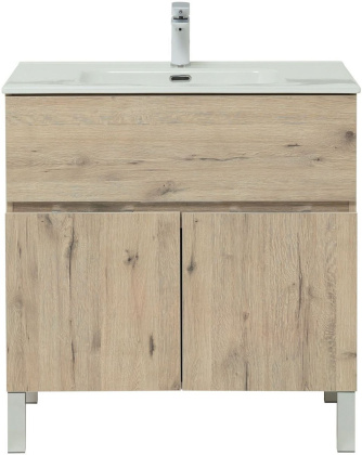 Тумба под раковину Aquanet Алвита New 80 1 ящик, 2 дверцы, дуб веллингтон белый