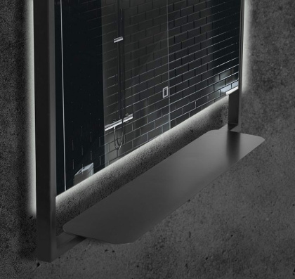 Зеркало Vallessi прямоугольное 80*80 с полочкой антрацит 551_2 Boheme