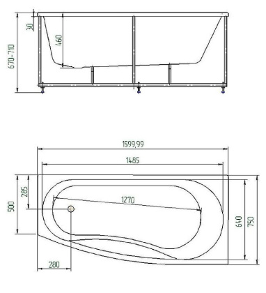 Акриловая ванна Акватек Пандора 160х75 PAN160-0000078 Акриловая ванна Акватек Пандора 160х75 PAN160-0000078