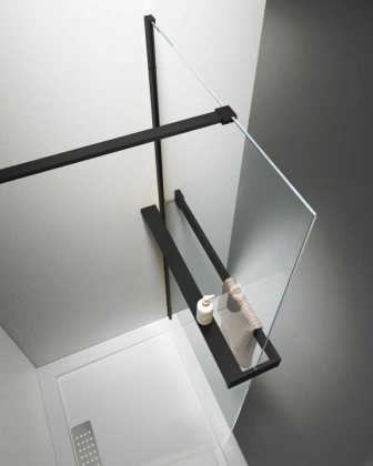 Душевая перегородка Walk-In HR VSW-4HR800CLB, 800*2000, черный, стекло прозрачное