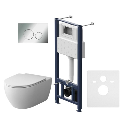 IS49051.111700 Комплект Инсталляция с клавишей Pro L глянец. Хром с подвесным унитазом Awe FlashClean с сид м/лифт