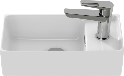 Прямоугольная тонкостенная мебельная раковина CREA с отверстием под смеситель, размером 40 см.