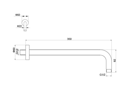 Держатель верхнего душа настенный 350 мм AQUATEK, матовый черный AQ2174MB 