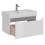 Тумба Lemark BUNO MINI 80см под 1 раковину, подвесная,1 ящик, цвет корпуса, фасада: Белый глянец