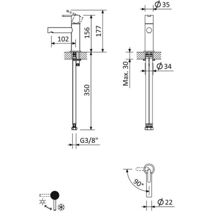 LEAF-LSM1-01-W0 Смеситель для раковины однорычажный, без донного клапана, исполнение хром